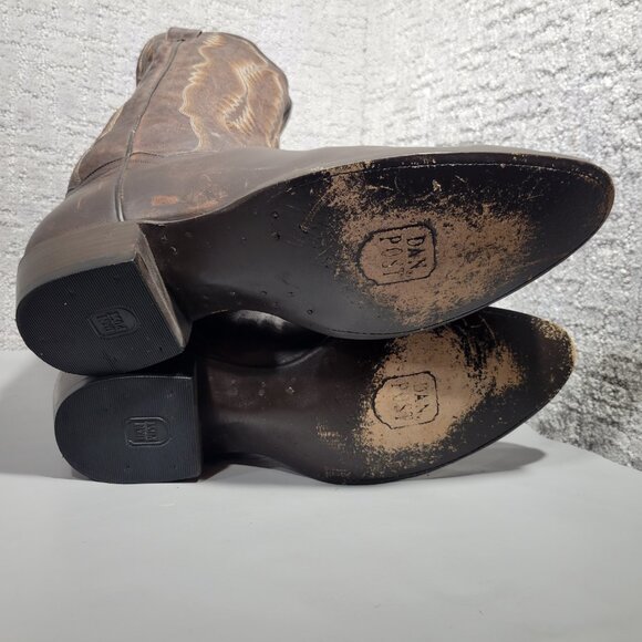 Dan Post Earp Mens Size US 10 Creed Brown Leather Western Pull On Cowboy Boots - Picture 10 of 12